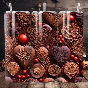 Handcrafted Valentines chocolates 20oz skinny tumbler